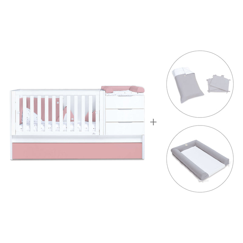 Lettino trasformabile 70x140 cm bianco/rosa · Sero More Quarzo K546-M7759