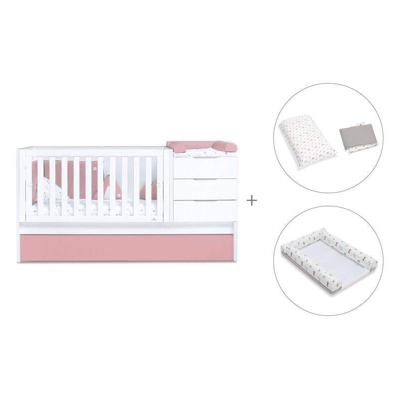 Lettino trasformabile 70x140 cm bianco/rosa · Sero More Quarzo K546-M7759
