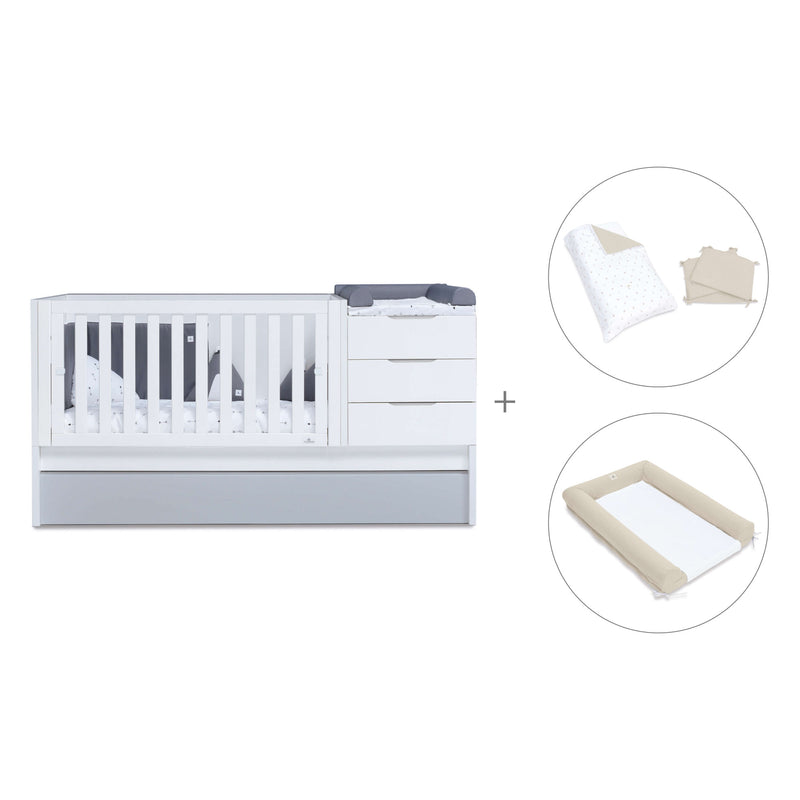 Lettino trasformabile 70x140 cm bianco/grigio · Sero More K546-M7778