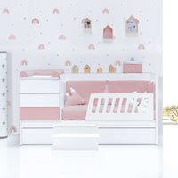Lettino trasformabile 70x140 cm bianco/rosa chiaro · Sero Kubo Flamingo K551-M7742