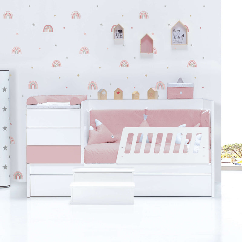 Lettino trasformabile 70x140 cm bianco/rosa chiaro · Sero Kubo Flamingo K551-M7742