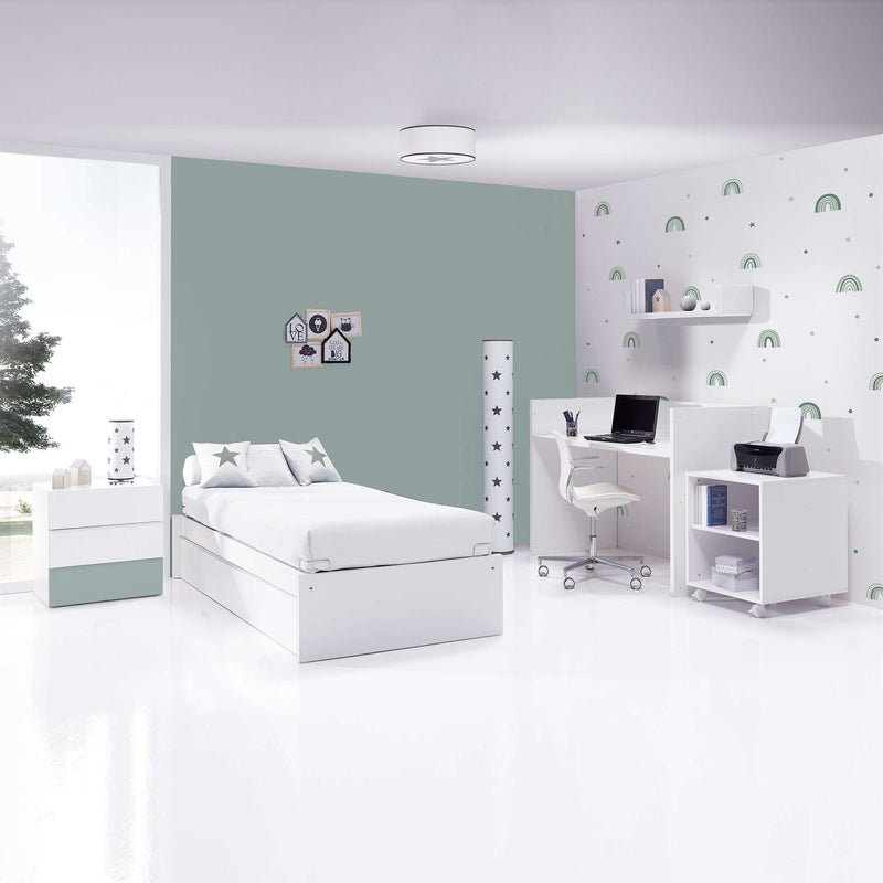 Lettino trasformabile 70x140 cm bianco/eucalipto · Sero Kubo Eucalyptus K551-M7757