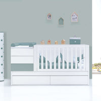 Lettino trasformabile 70x140 cm bianco/eucalipto · Sero Kubo Eucalyptus K551-M7757