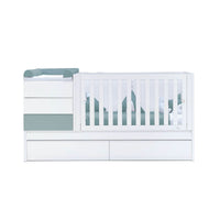 Lettino trasformabile 70x140 cm bianco/eucalipto · Sero Kubo Eucalyptus K551-M7757