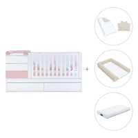 Lettino trasformabile 70x140 cm bianco/rosa chiaro · Sero Kubo Flamingo K551-M7742