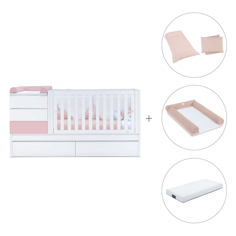 Lettino trasformabile 70x140 cm bianco/rosa chiaro · Sero Kubo Flamingo K551-M7742