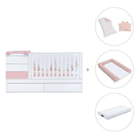 Lettino trasformabile 70x140 cm bianco/rosa chiaro · Sero Kubo Flamingo K551-M7742