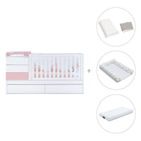 Lettino trasformabile 70x140 cm bianco/rosa chiaro · Sero Kubo Flamingo K551-M7742