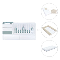 Lettino trasformabile 70x140 cm bianco/eucalipto · Sero Kubo Eucalyptus K551-M7757