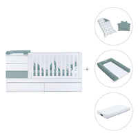 Lettino trasformabile 70x140 cm bianco/eucalipto · Sero Kubo Eucalyptus K551-M7757