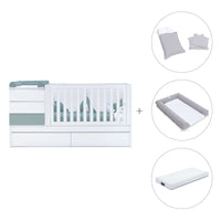 Lettino trasformabile 70x140 cm bianco/eucalipto · Sero Kubo Eucalyptus K551-M7757