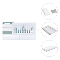 Lettino trasformabile 70x140 cm bianco/eucalipto · Sero Kubo Eucalyptus K551-M7757