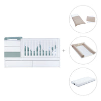 Lettino trasformabile 70x140 cm bianco/eucalipto · Sero Kubo Eucalyptus K551-M7757