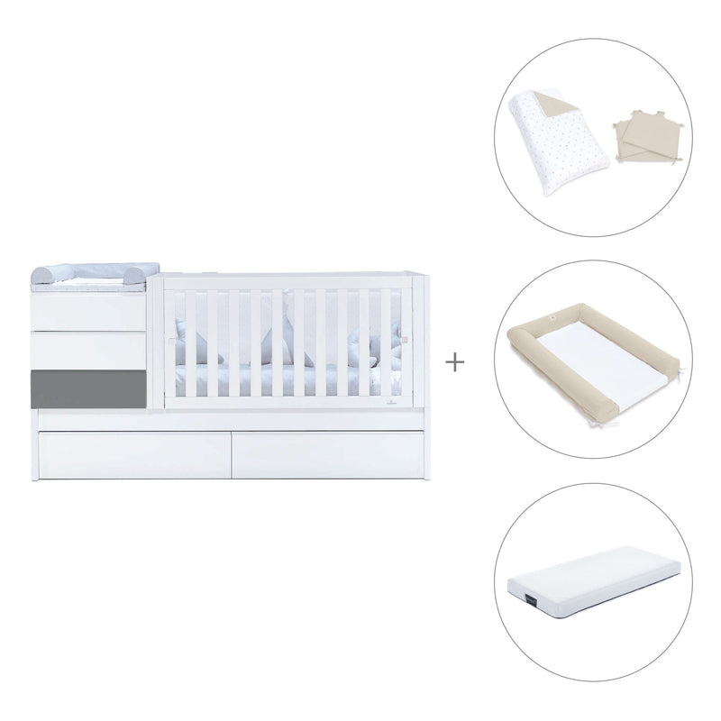 Lettino trasformabile 70x140 cm bianco/antracite · Sero Kubo Antracita K551-M7758