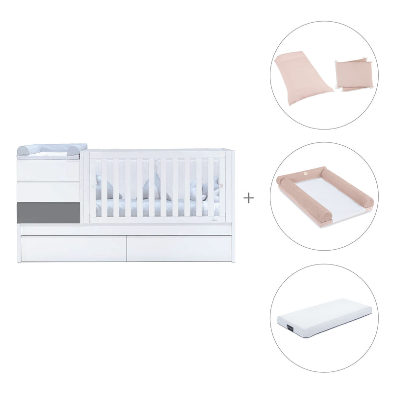 Lettino trasformabile 70x140 cm bianco/antracite · Sero Kubo Antracita K551-M7758