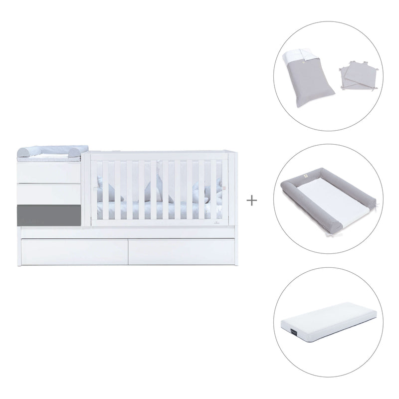 Lettino trasformabile 70x140 cm bianco/antracite · Sero Kubo Antracita K551-M7758