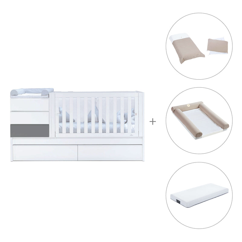 Lettino trasformabile 70x140 cm bianco/antracite · Sero Kubo Antracita K551-M7758