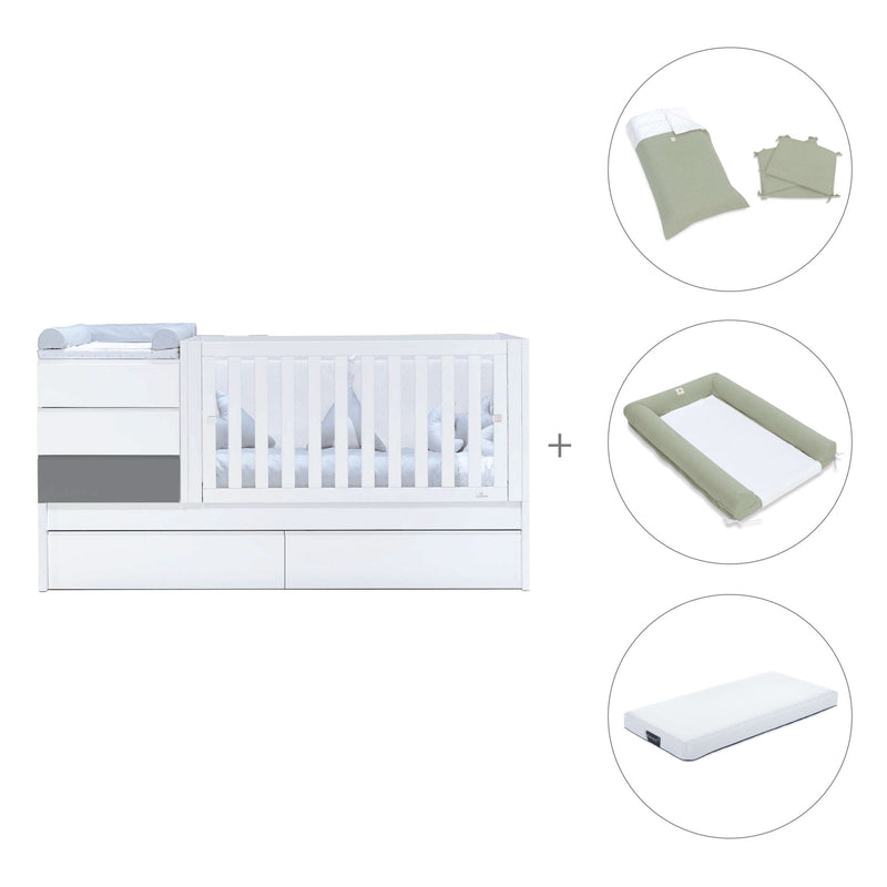Lettino trasformabile 70x140 cm bianco/antracite · Sero Kubo Antracita K551-M7758