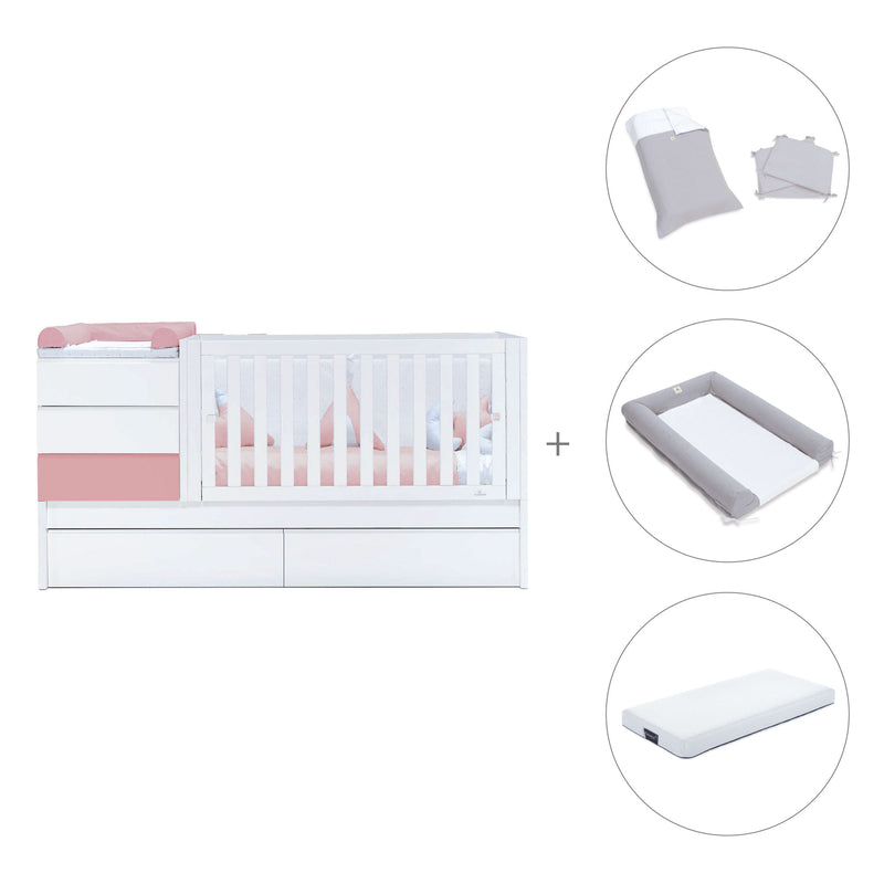 Lettino trasformabile 70x140 cm bianco/rosa · Sero Kubo Quarzo K551-M7759