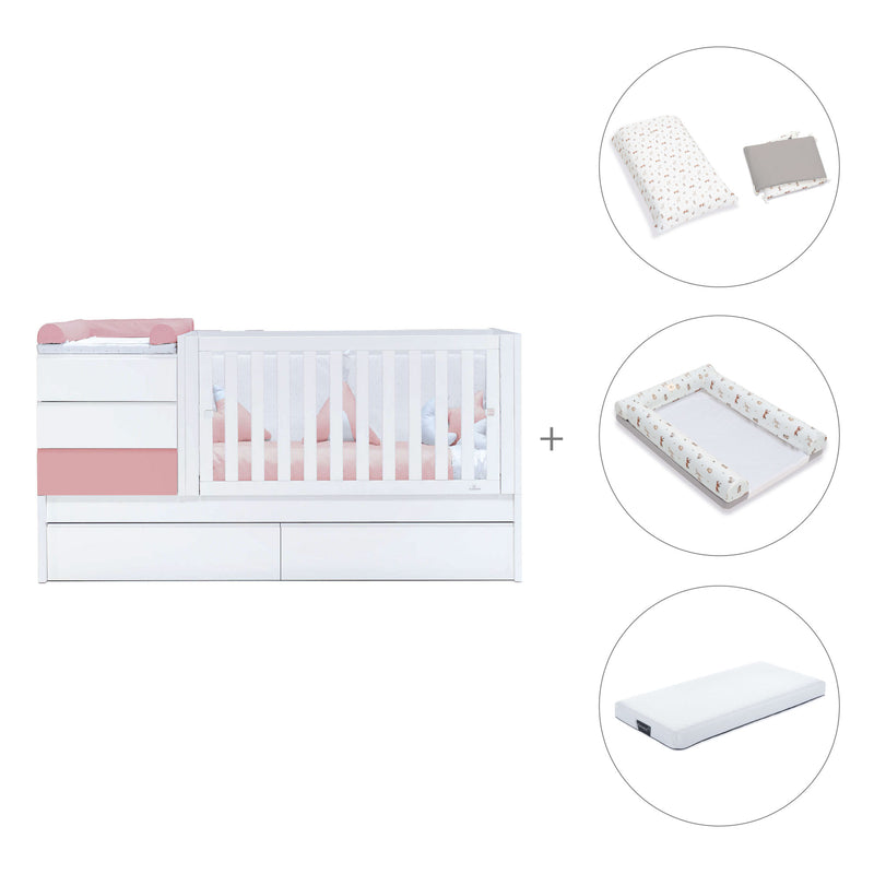 Lettino trasformabile 70x140 cm bianco/rosa · Sero Kubo Quarzo K551-M7759