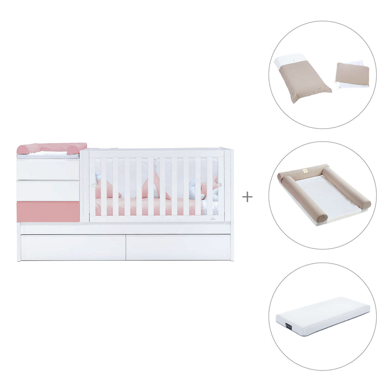 Lettino trasformabile 70x140 cm bianco/rosa · Sero Kubo Quarzo K551-M7759