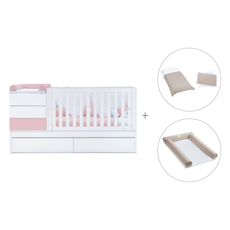 Lettino trasformabile 70x140 cm bianco/rosa chiaro · Sero Kubo Flamingo K551-M7742