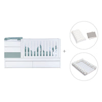 Lettino trasformabile 70x140 cm bianco/eucalipto · Sero Kubo Eucalyptus K551-M7757