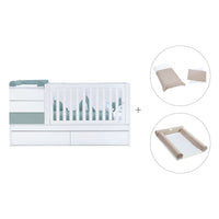 Lettino trasformabile 70x140 cm bianco/eucalipto · Sero Kubo Eucalyptus K551-M7757