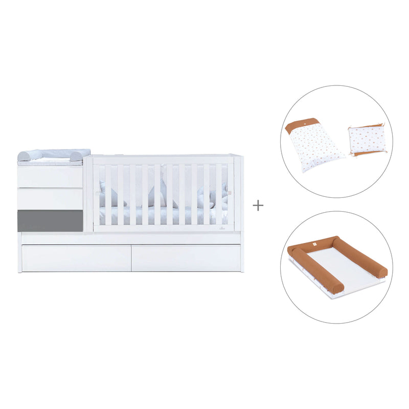 Lettino trasformabile 70x140 cm bianco/antracite · Sero Kubo Antracita K551-M7758