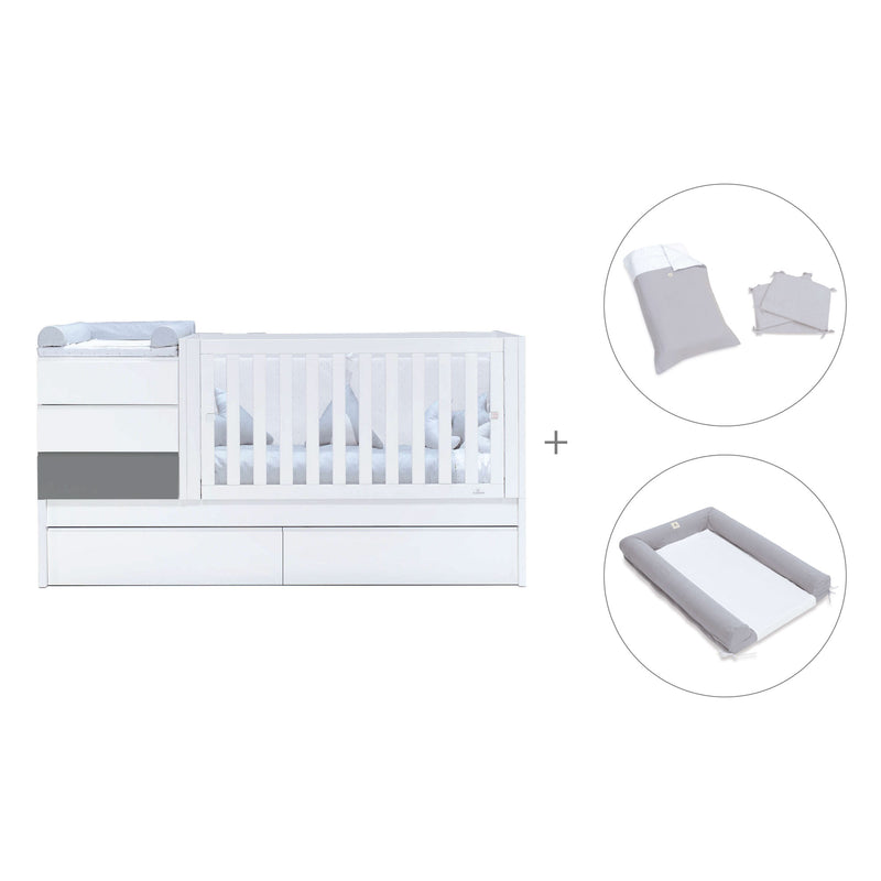 Lettino trasformabile 70x140 cm bianco/antracite · Sero Kubo Antracita K551-M7758