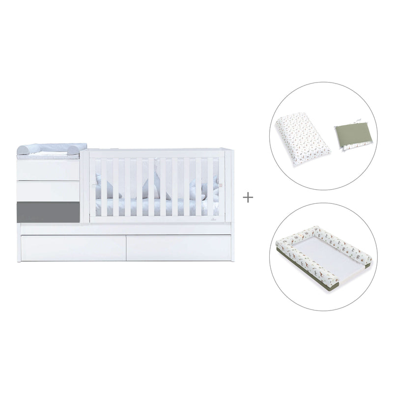 Lettino trasformabile 70x140 cm bianco/antracite · Sero Kubo Antracita K551-M7758