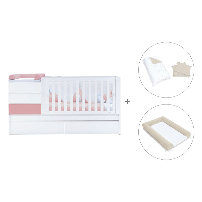 Lettino trasformabile 70x140 cm bianco/rosa · Sero Kubo Quarzo K551-M7759