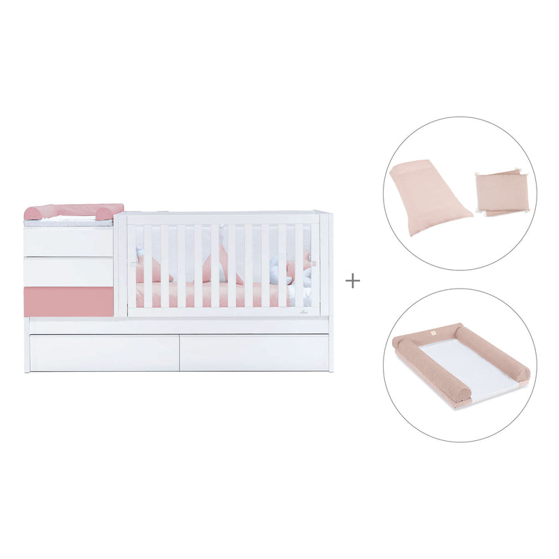 Lettino trasformabile 70x140 cm bianco/rosa · Sero Kubo Quarzo K551-M7759