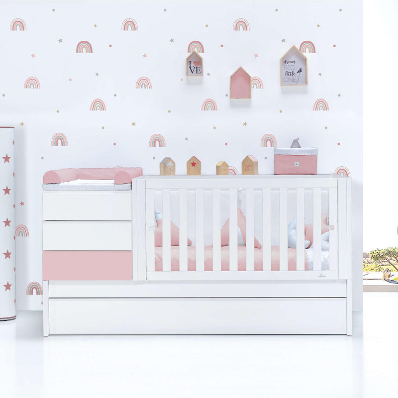 Lettino trasformabile 70x140 cm bianco/rosa chiaro · Sero Kubo Flamingo K551-M7742
