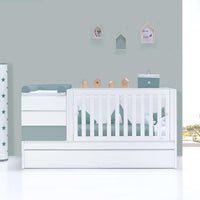 Lettino trasformabile 70x140 cm bianco/eucalipto · Sero Kubo Eucalyptus K551-M7757