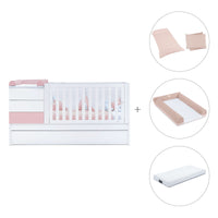 Lettino trasformabile 70x140 cm bianco/rosa chiaro · Sero Kubo Flamingo K551-M7742