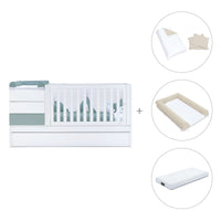 Lettino trasformabile 70x140 cm bianco/eucalipto · Sero Kubo Eucalyptus K551-M7757