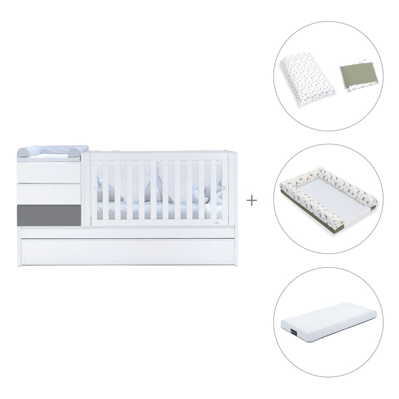 Lettino trasformabile 70x140 cm bianco/antracite · Sero Kubo Antracita K551-M7758