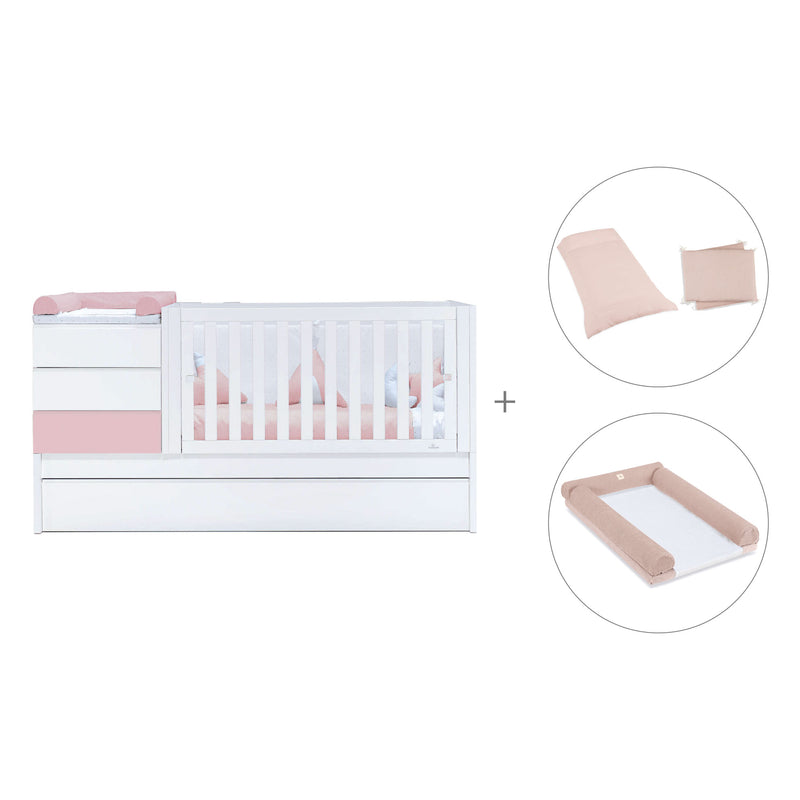 Lettino trasformabile 70x140 cm bianco/rosa chiaro · Sero Kubo Flamingo K551-M7742