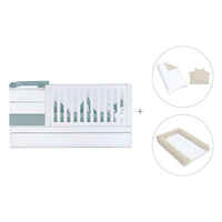 Lettino trasformabile 70x140 cm bianco/eucalipto · Sero Kubo Eucalyptus K551-M7757