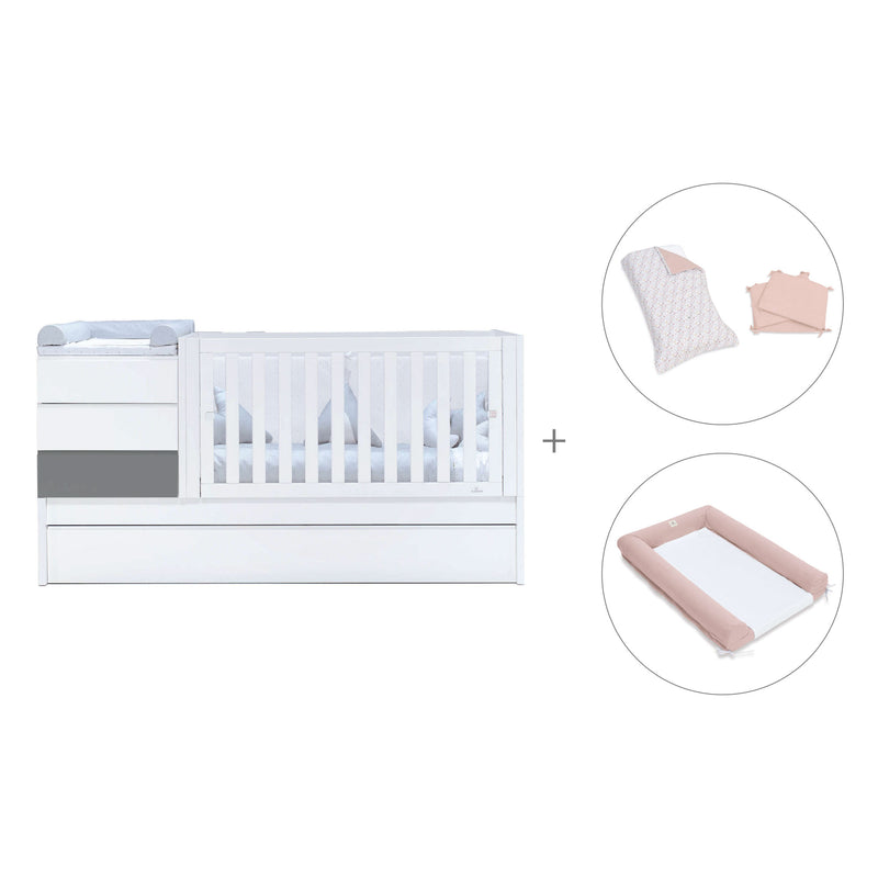 Lettino trasformabile 70x140 cm bianco/antracite · Sero Kubo Antracita K551-M7758