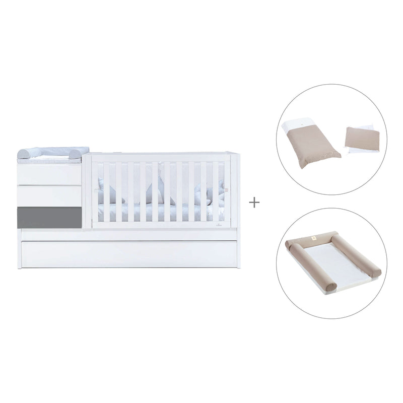 Lettino trasformabile 70x140 cm bianco/antracite · Sero Kubo Antracita K551-M7758