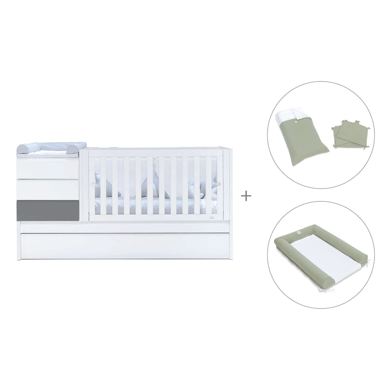 Lettino trasformabile 70x140 cm bianco/antracite · Sero Kubo Antracita K551-M7758