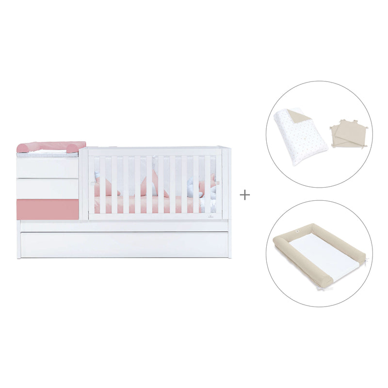 Lettino trasformabile 70x140 cm bianco/rosa · Sero Kubo Quarzo K551-M7759