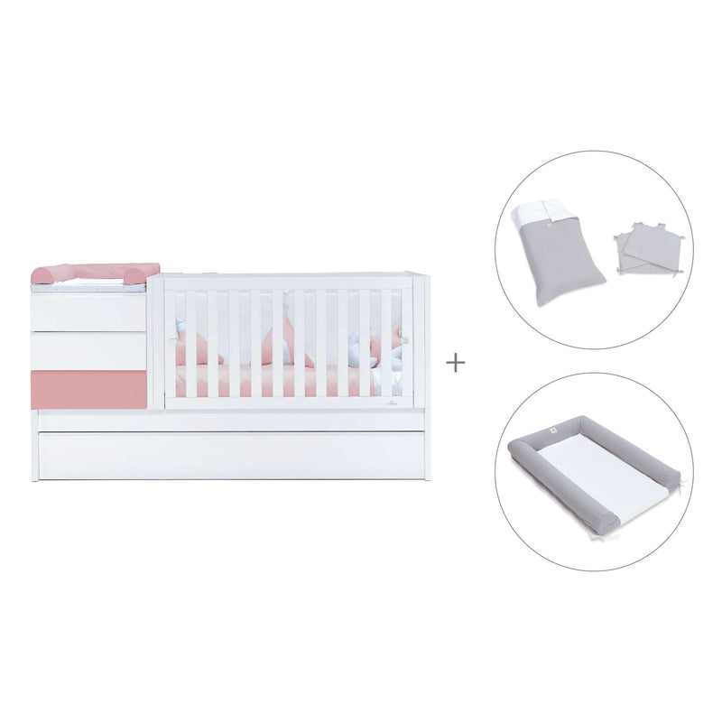 Lettino trasformabile 70x140 cm bianco/rosa · Sero Kubo Quarzo K551-M7759