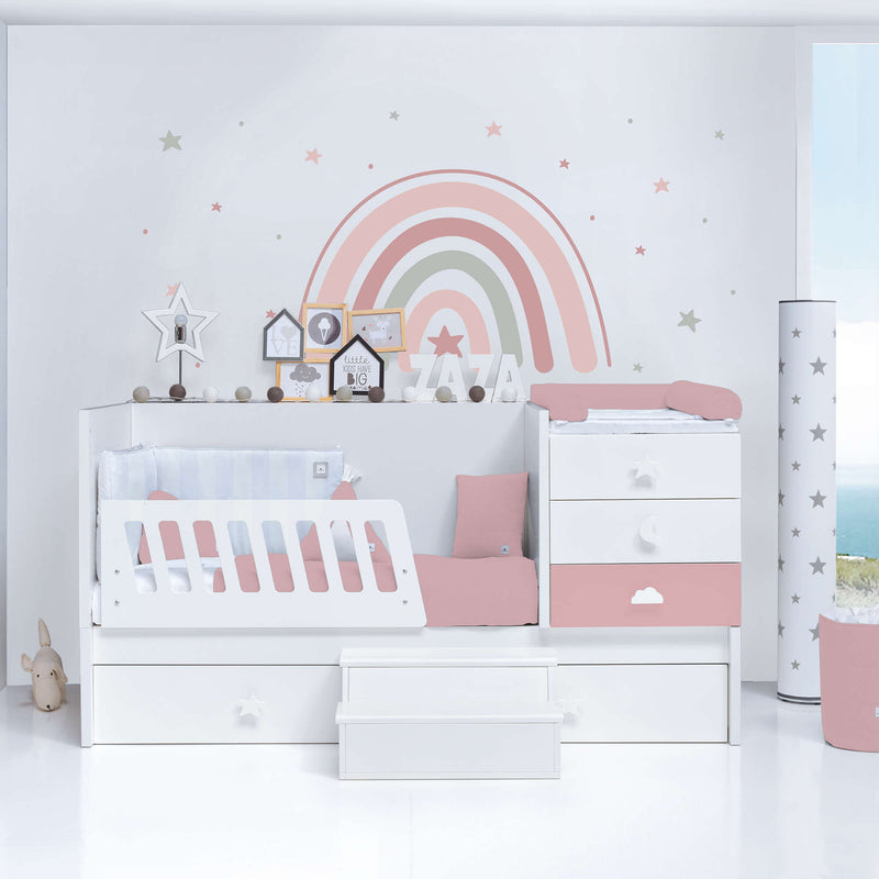 Lettino trasformabile 70x140 cm bianco/rosa · Sero Bubble Quarzo K554-M7759