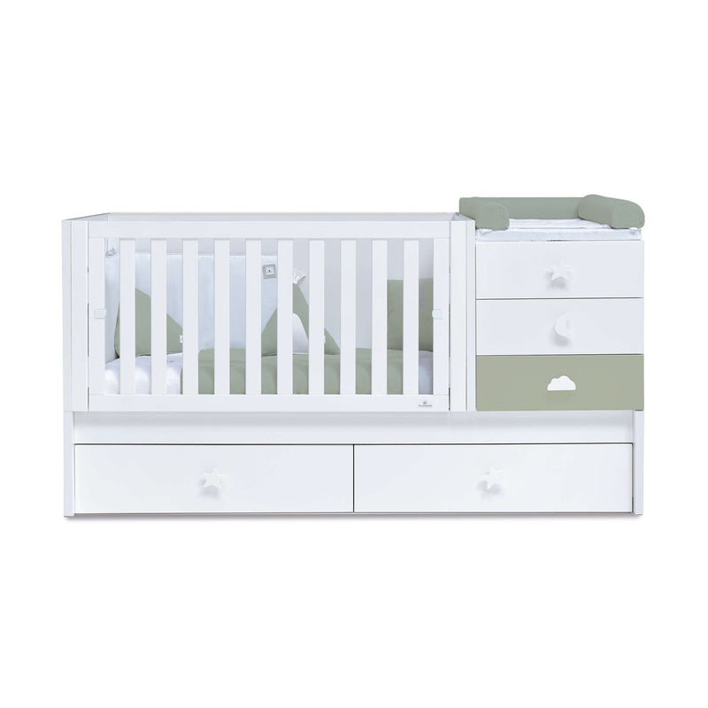 Lettino trasformabile 70x140 cm bianco/verde-oliva · Sero Bubble Erba K554-M7756