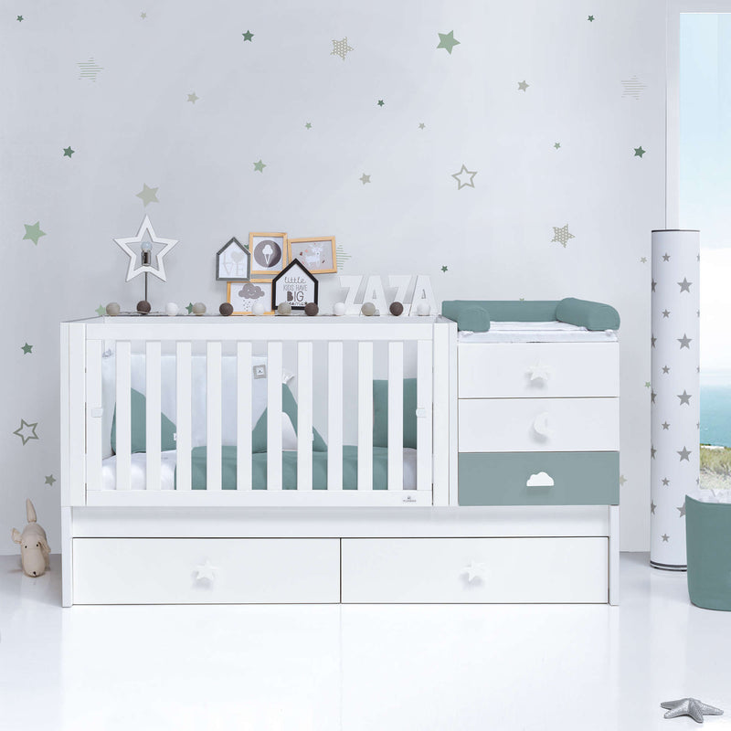 Lettino trasformabile 70x140 cm bianco/eucalipto · Sero Bubble Eucalyptus K554-M7757