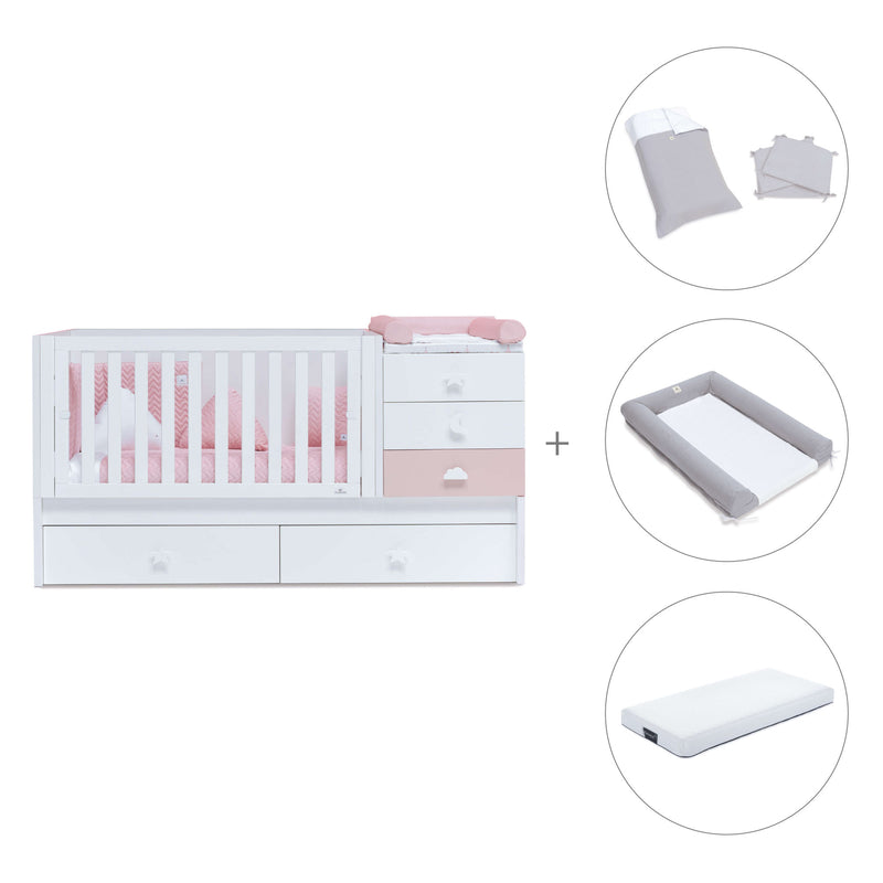 Lettino trasformabile 70x140 cm bianco/rosa · Sero Bubble K554-M7742