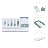 Lettino trasformabile 70x140 cm bianco/eucalipto · Sero Bubble Eucalyptus K554-M7757